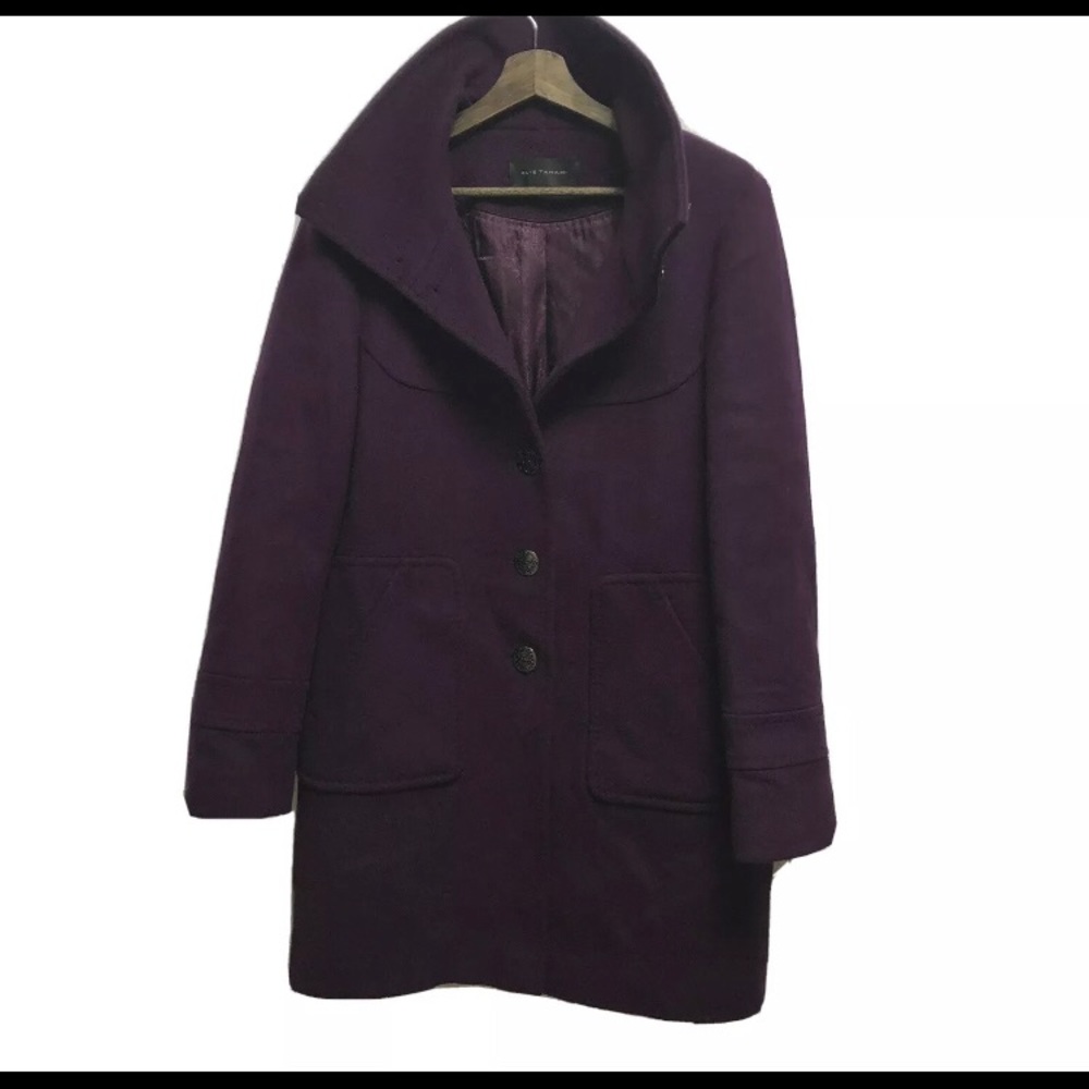 Elie Tahari Peacoat 100% Wool Plum Medium